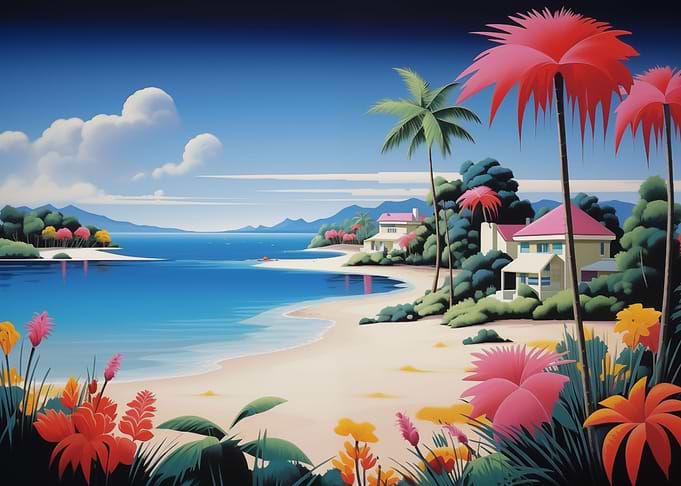 Colorful Beach And Villas