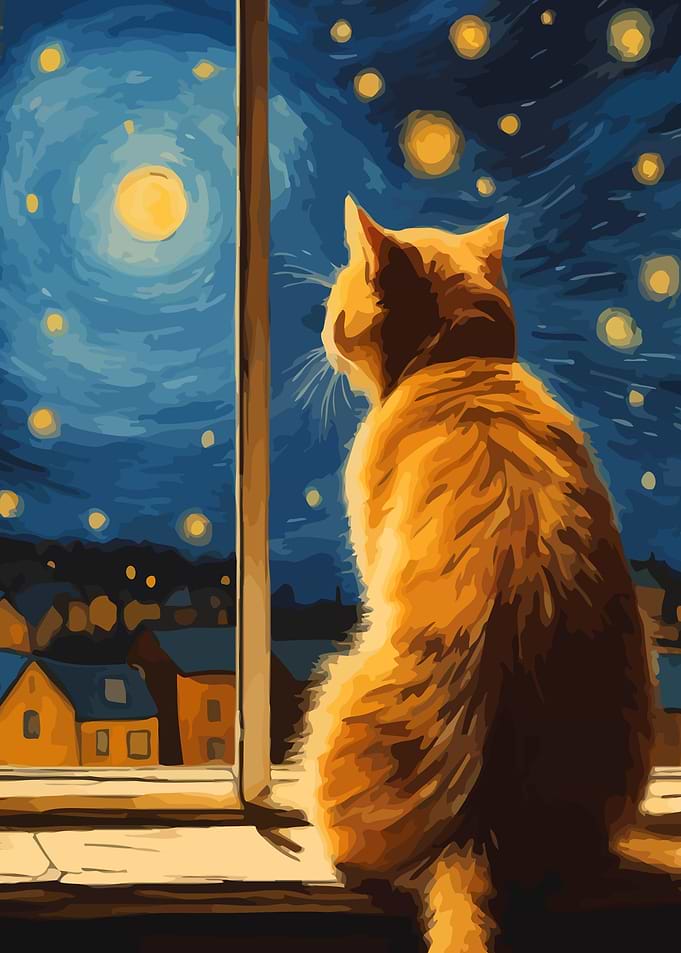 Starry Night Cat