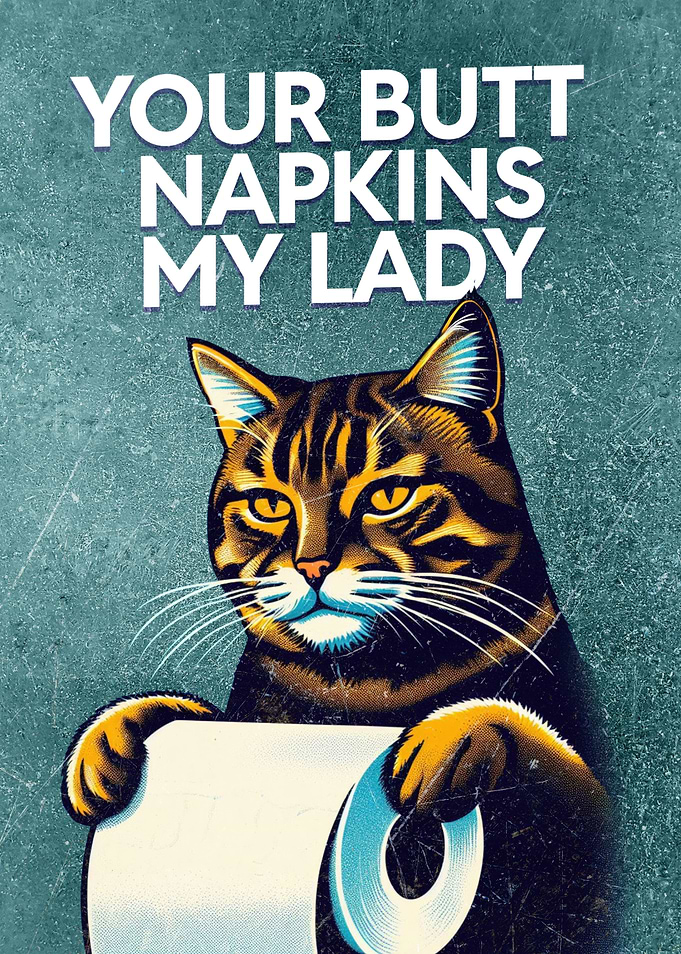 Humorous cat toilet poster