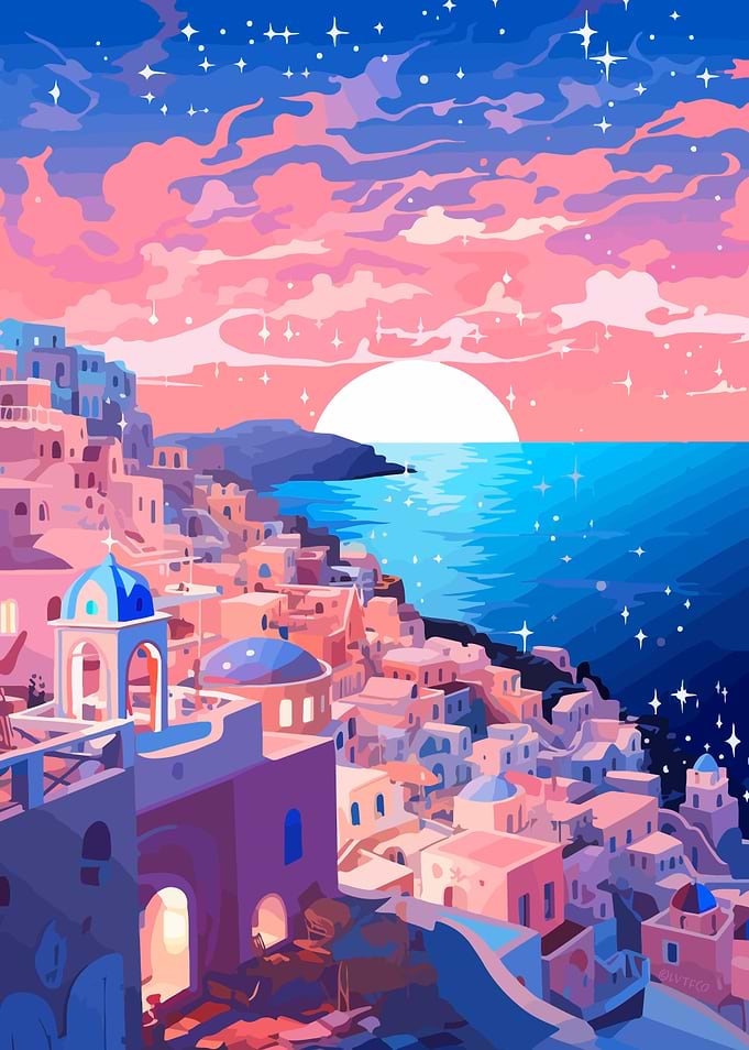 Santorini Greece Lofi Art