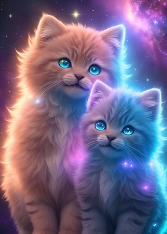 Colorful cat brothers