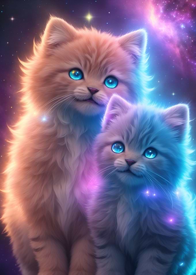 Colorful cat brothers