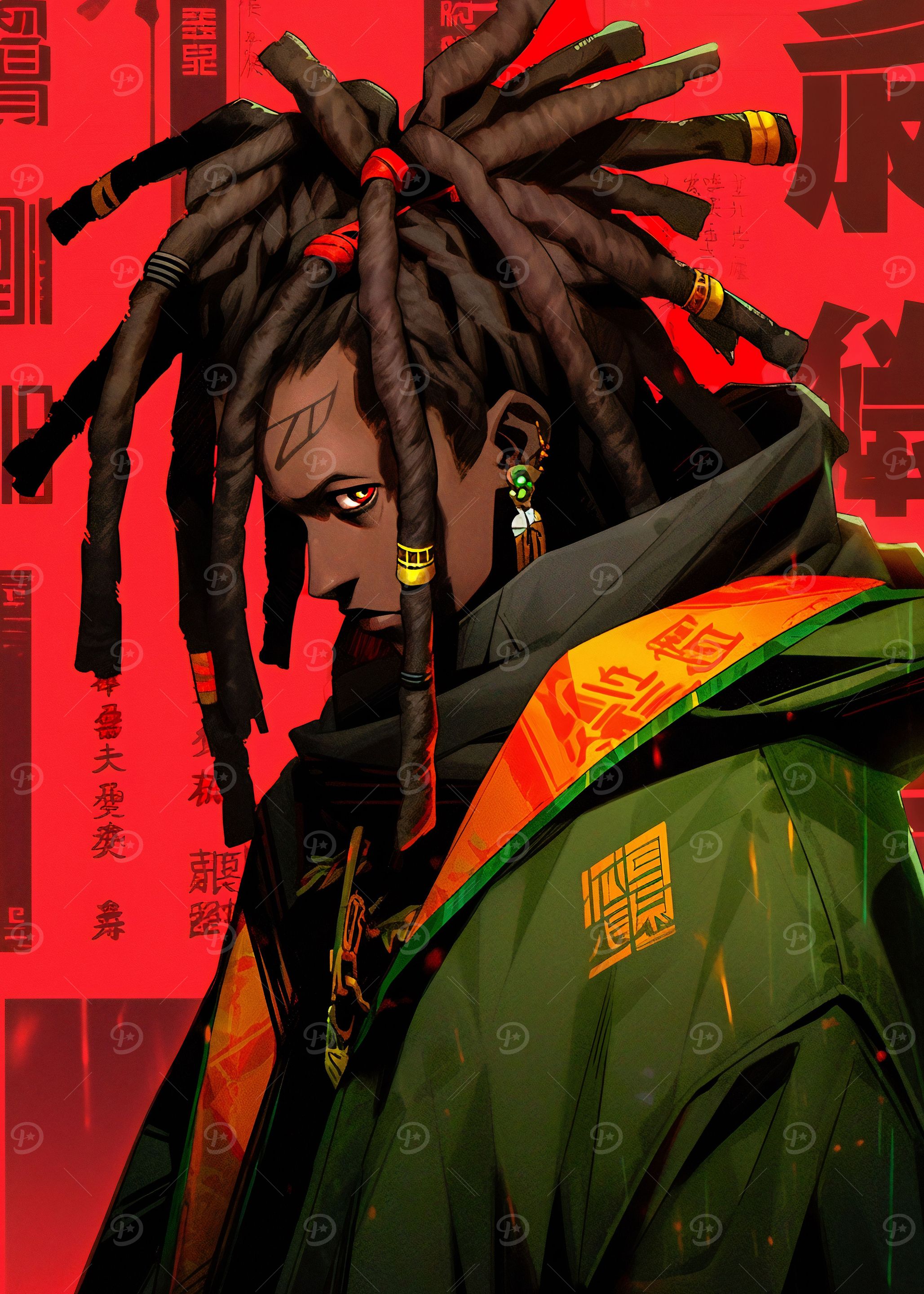 Afro locks young man