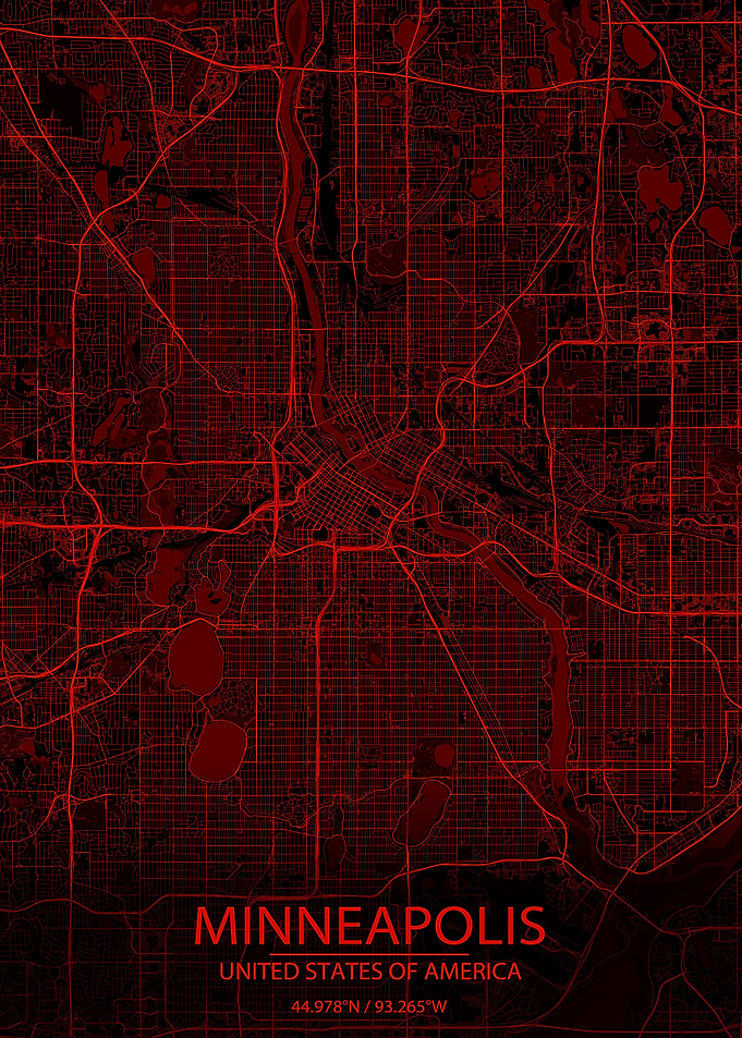 Minneapolis Black Red Map