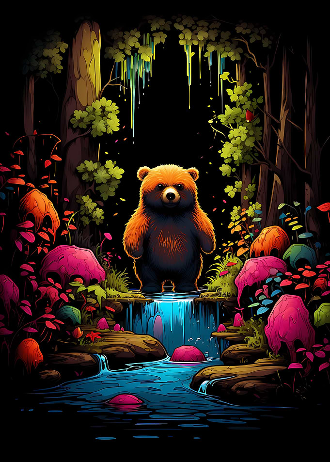 Bear Colorful landscape