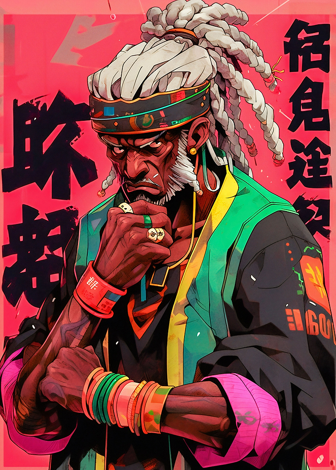 Afro locks old man