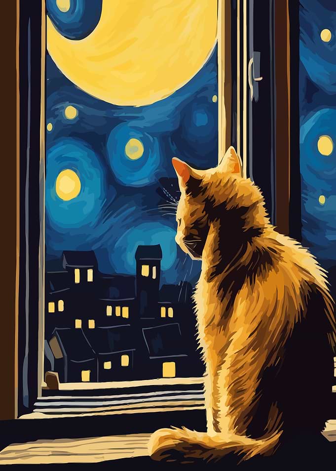 Starry Night Cat