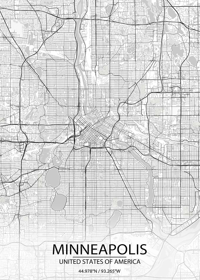 Minneapolis USA White Map
