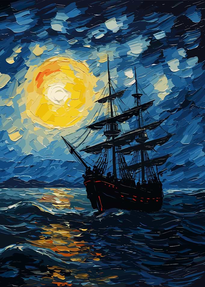 Pirate ship in ocean