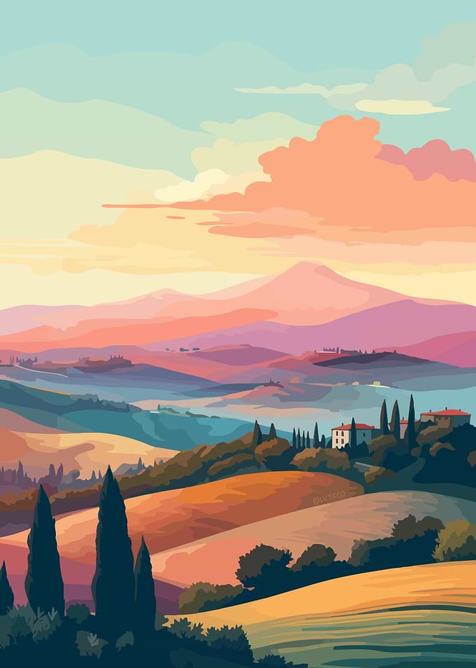 Hills of Tuscan Italy Art