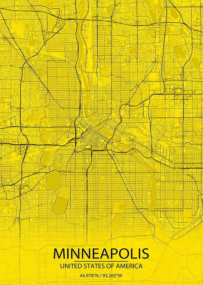 Minneapolis Yellow US Map