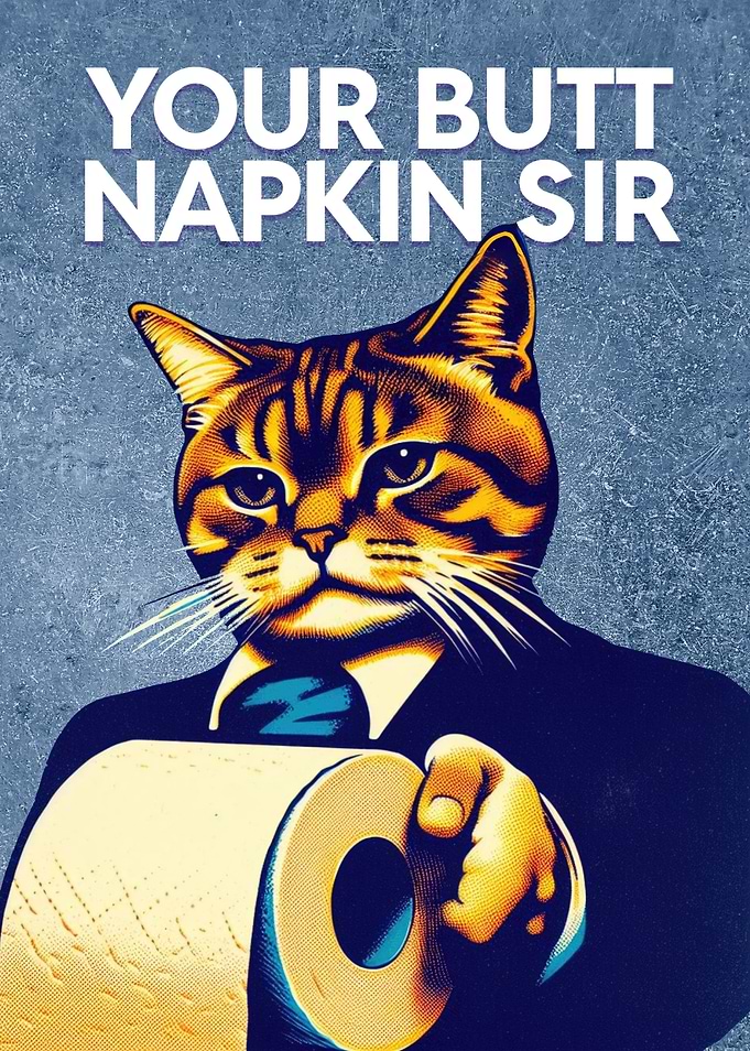 Funny cat toilet poster