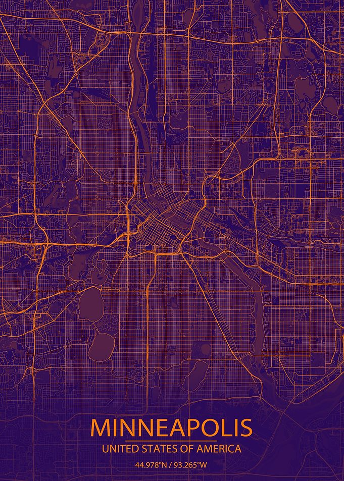 Minneapolis MN Purple Map
