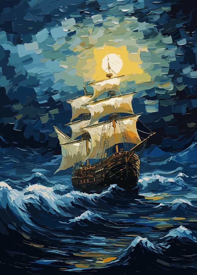 Pirate ship in ocean