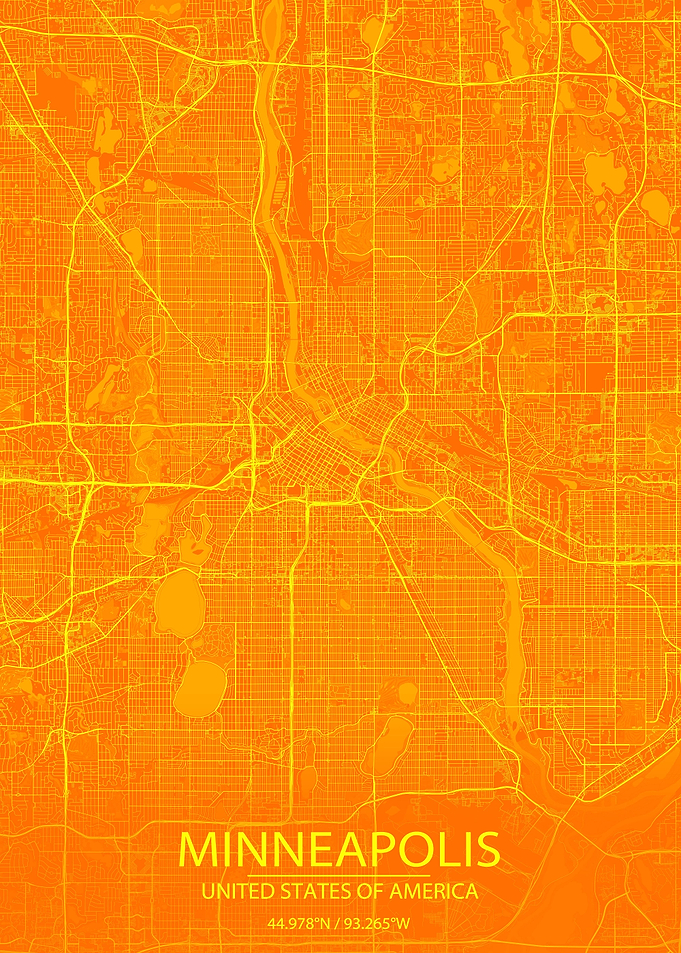 Minneapolis USA Orange Map
