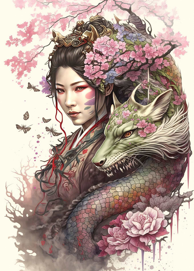 Geisha Dragon rainbow