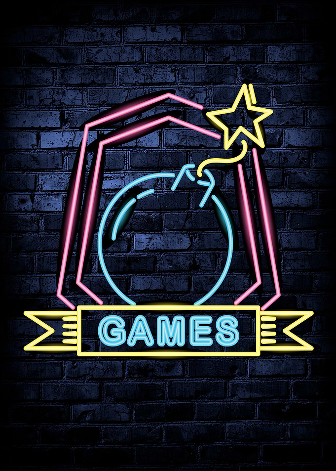 Boom Games Neon Poster