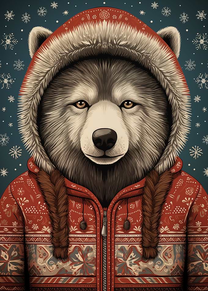 Husky Dog Christmas Art