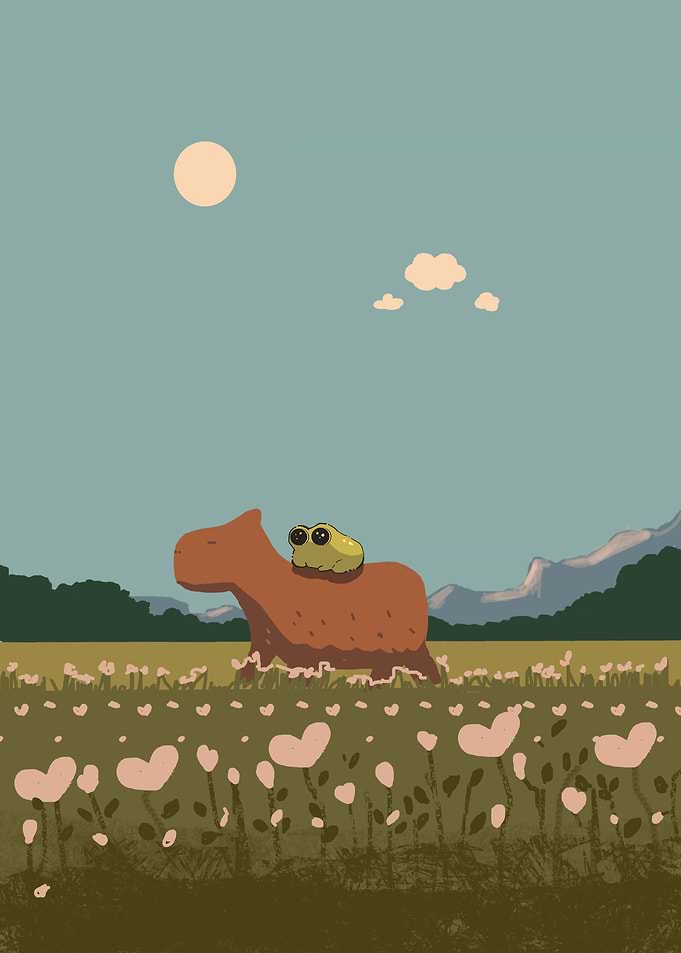cute capybara with froh
