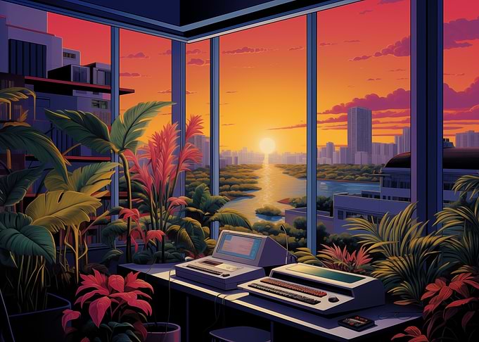 Green Office Room Sunset