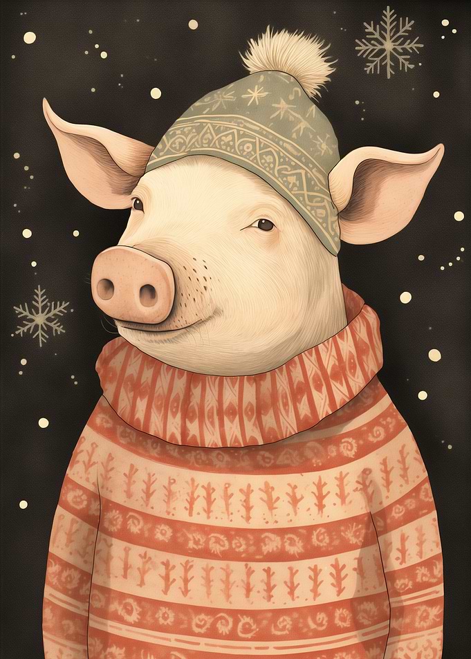 Vintage Pig Xmas