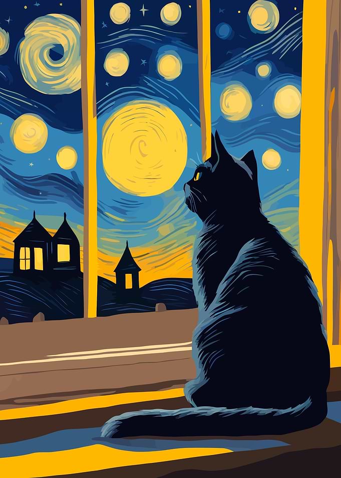 Starry Night Cat