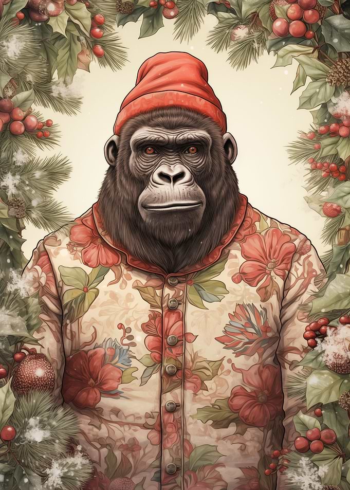 Gorilla Portrait Xmas