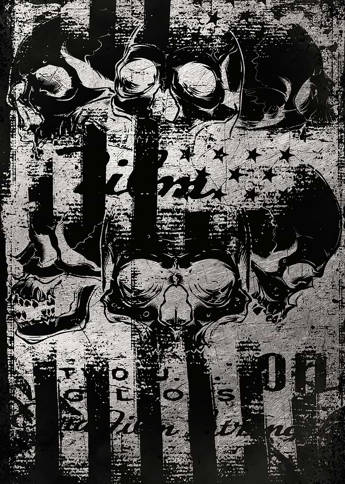 Us flag with skulls
