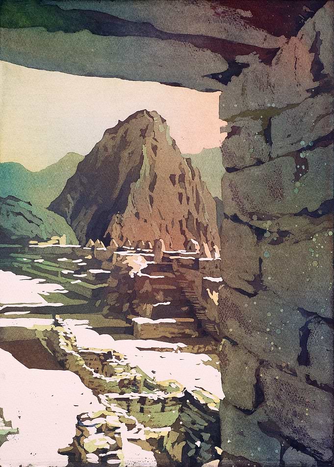 Incan ruins Peru art