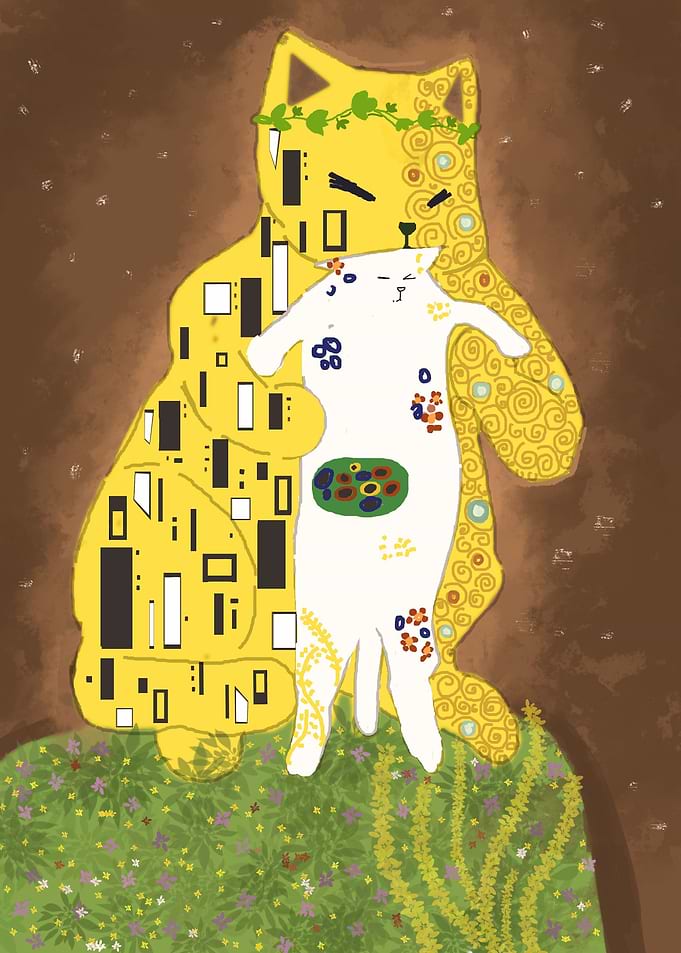 cat the kiss painting