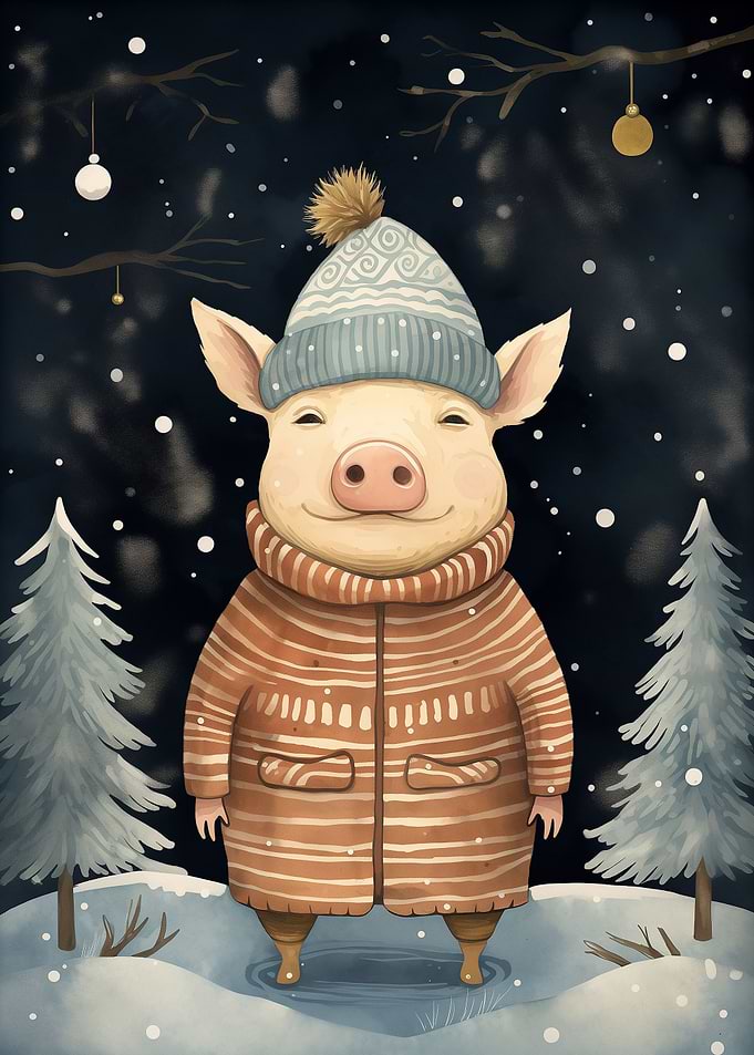 Cute Funny Pig Xmas