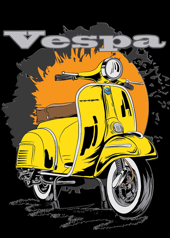 Yellow Vespa classic Retro