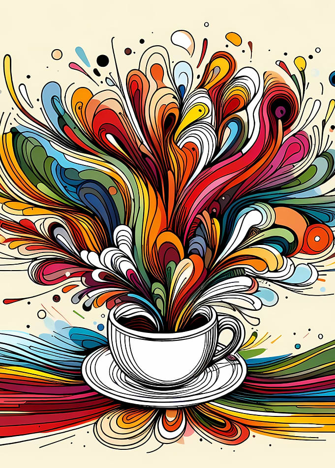 One line cup of coffee