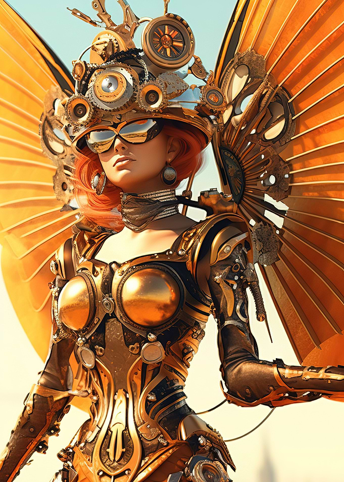 a woman adorned in a steam