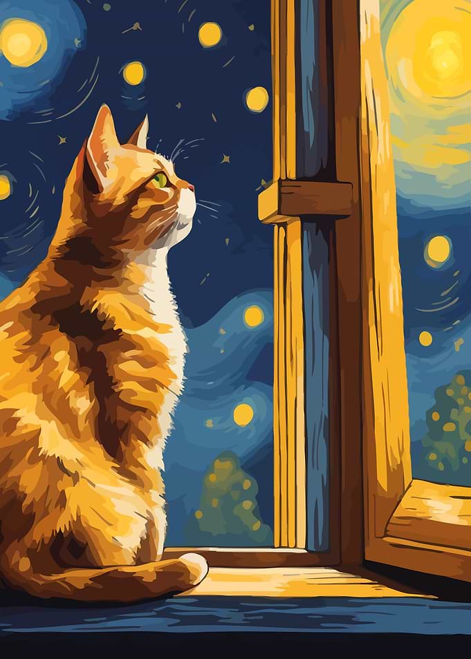 Starry Night Cat