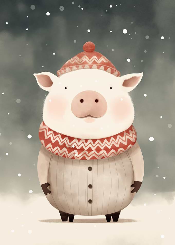 Cute Funny Pig Xmas