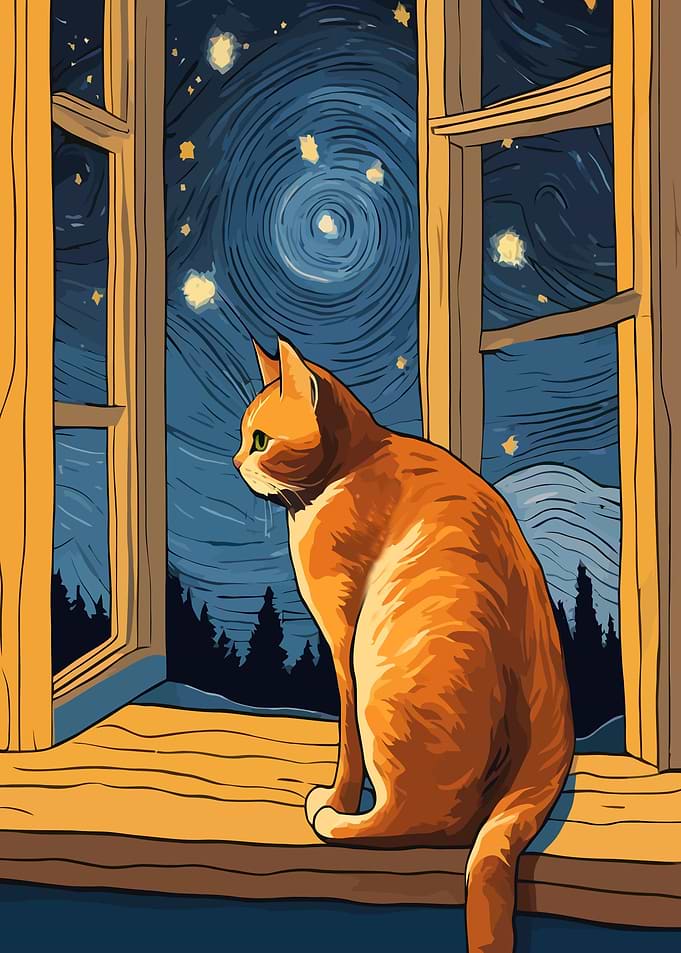 Starry Night Cat