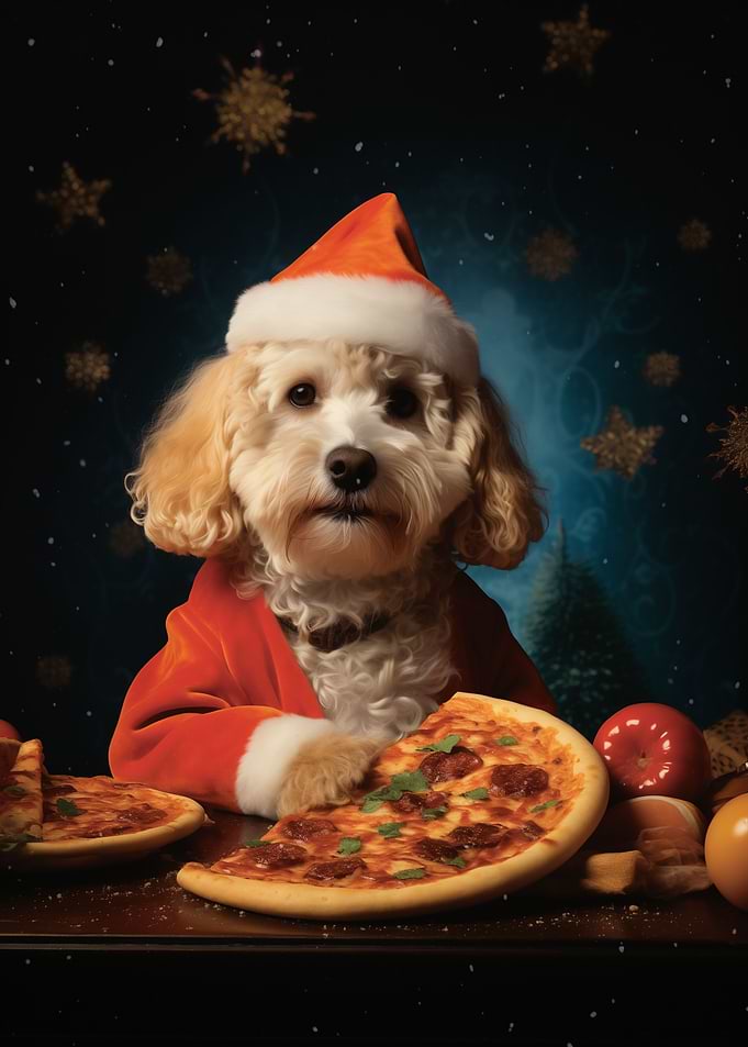 Poodle Christmas Art