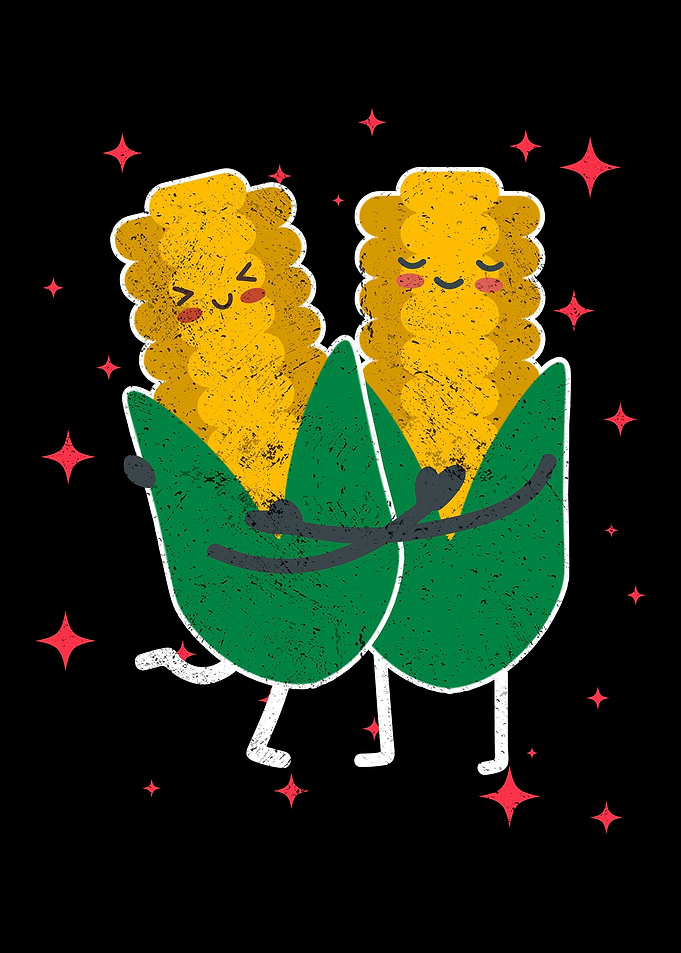 Cute Corn Couple Hugging