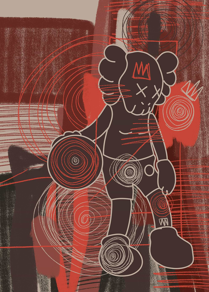 Kaws Dolls unique abstract