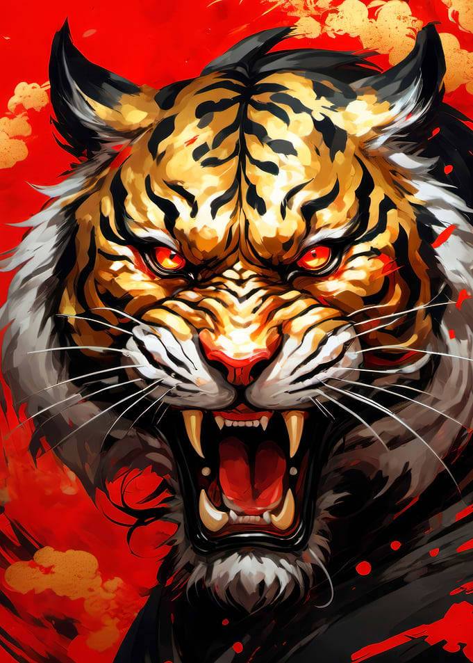 japanese tiger art poster