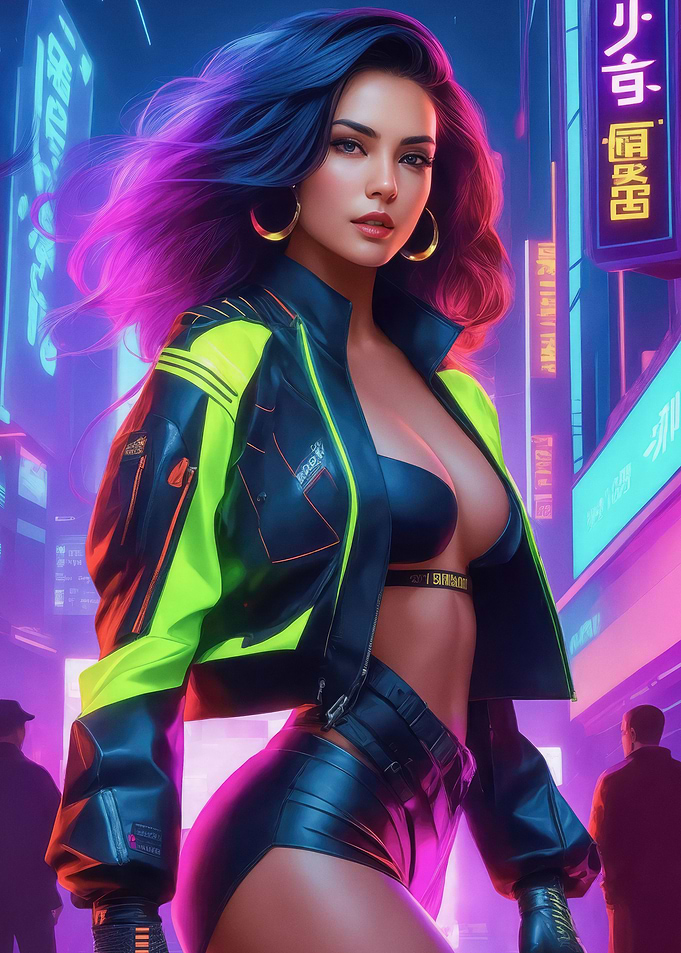 Cyberpunk city girl