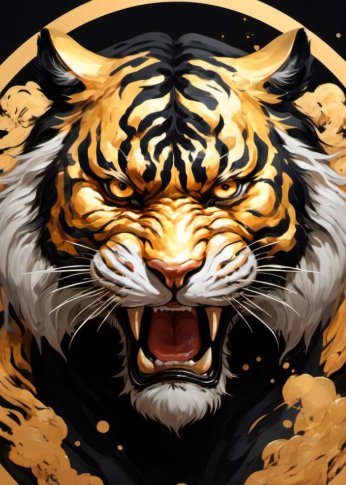 japanese tiger art poster