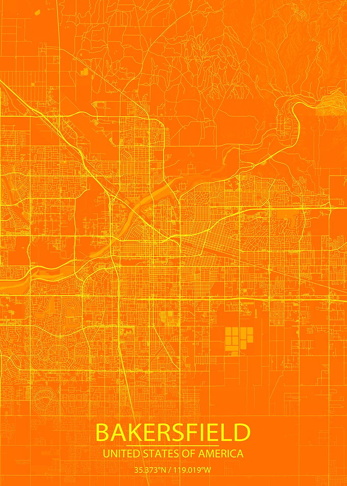 Bakersfield USA Orange Map