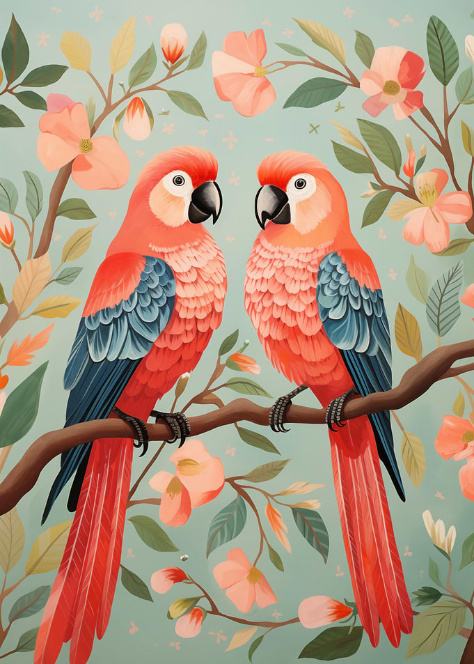 Parrot Couple in Nature