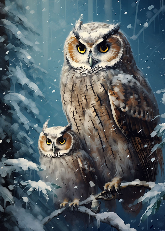 Cute Owl Family Xmas