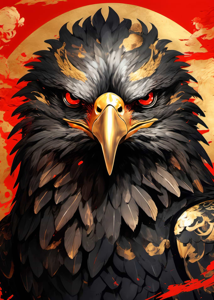 japanese eagle art poster