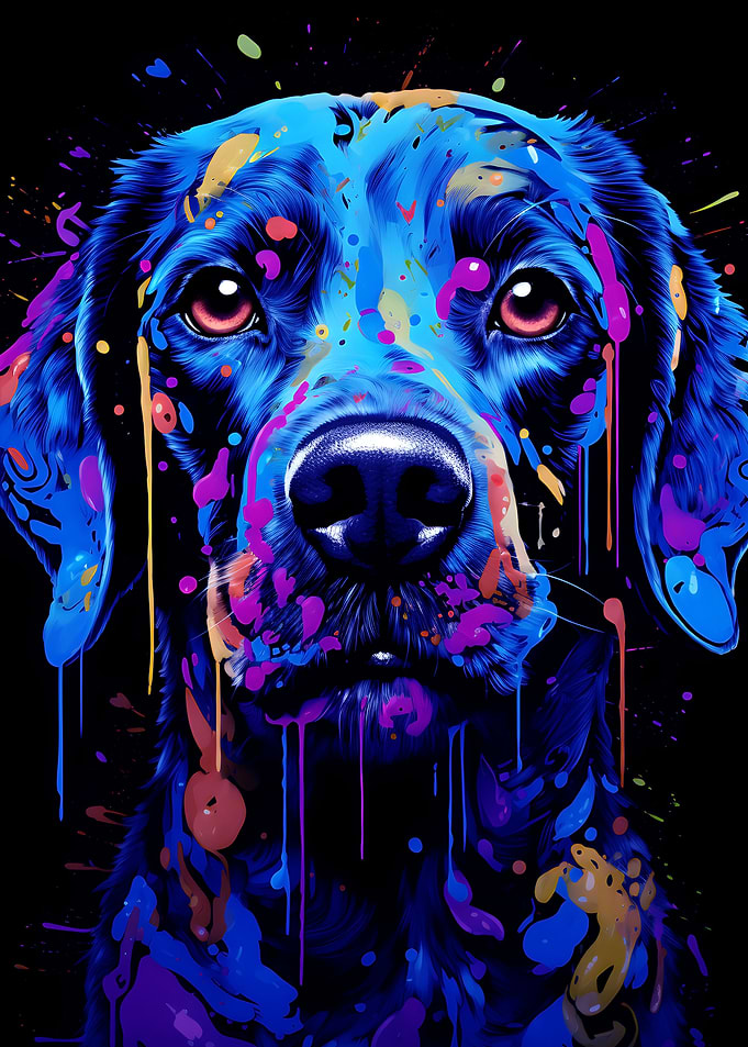 Neon Dog Portrait Painting