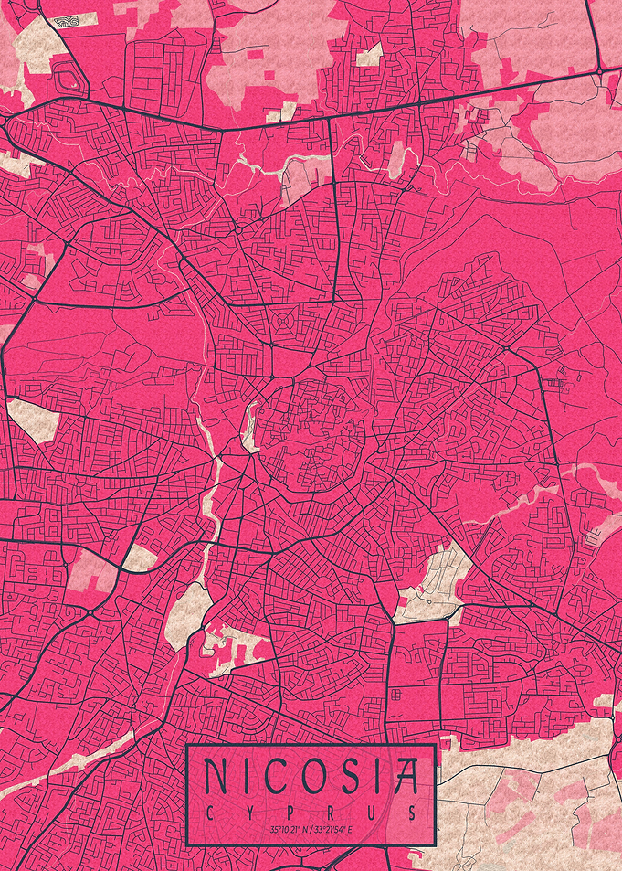 Nicosia City Map Blossom