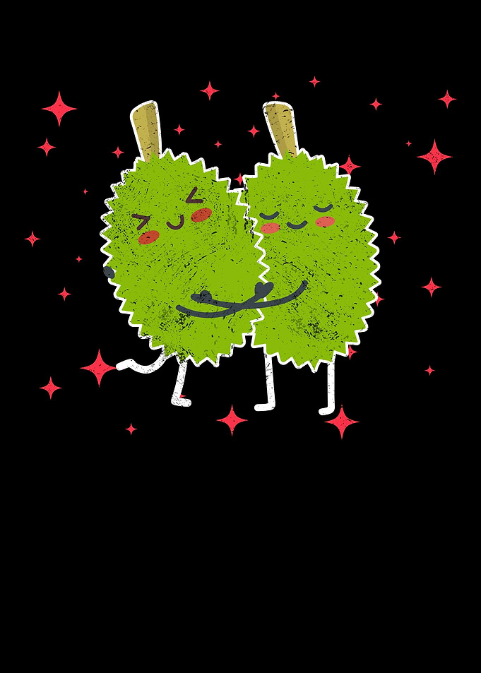 Cute Durian Couple Hugging